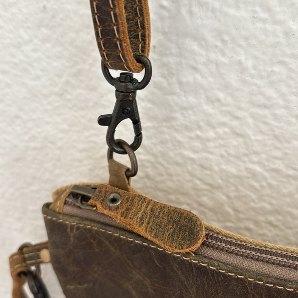 Myra Bag Leather Cotton Convertible Crossbody Wristlet Bag Purse Pockets - Picture 4 of 11